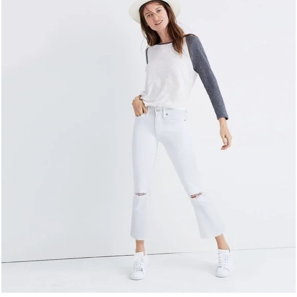 Madewell Cali Denim Boot White | Distressed size 27
